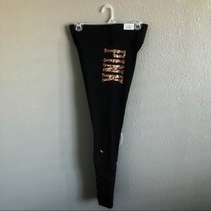 PINK rose gold bling leggings